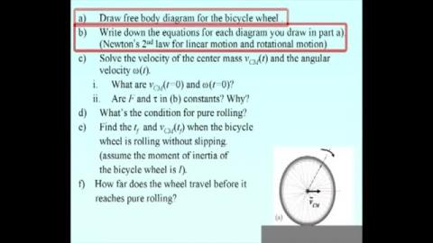 Solving the problem of bicycle wheel by Newton's 2nd law