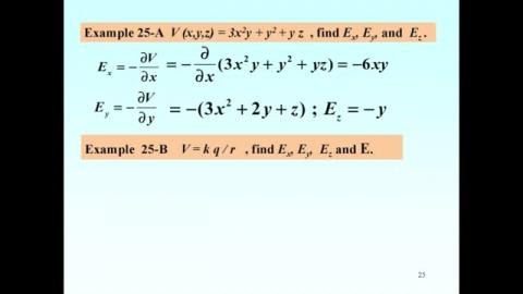 Examples on E = -grad V