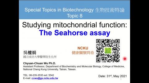 生物技術特論Topic 8: 5/31 Studying mitochondrial function: The Seahorse assay (吳權娟老師)