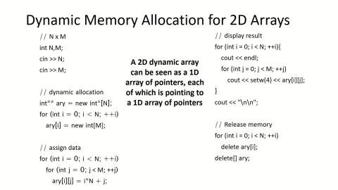 Ch.7 Pointers 2D Dynamic Memory Allocation