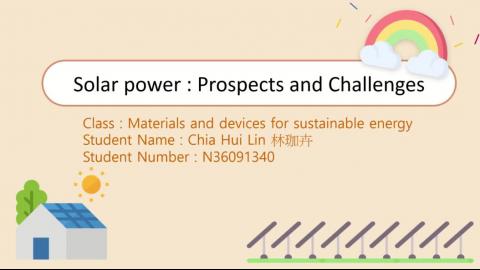 Solar power : Prospects and Challenges