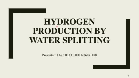 hydrogen production by water splitting