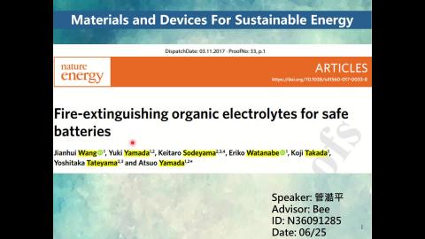 Battery Safety: Fire-extinguishing organic electrolytes for safe batteries