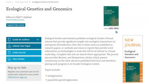國際學術期刊”Ecological Genetics and Genomics”在成大誕生