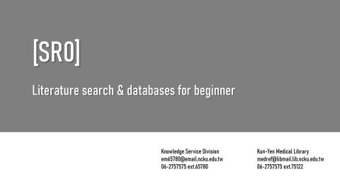 [SR0] Literature Search & Databases for Beginners