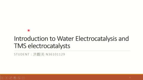 Introduction to Water Electrocatalysis and TMS electrocatalysts