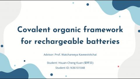 Covalent organic framework for rechargeable batteries