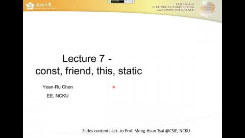 Lec_07 Const, Friend, This, Static Part1