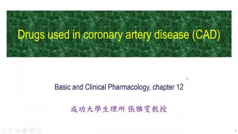 1122藥理學(課調老師:張惠華教授)_113.4.23張雅雯教授授課_Drugs used for angina