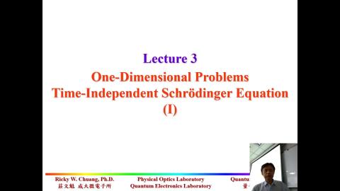 Lecture 3 (1D Potential Problems - Time-Independent Schrödinger Equation - I)