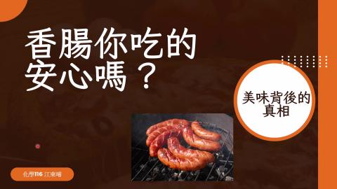(66158)D1140505-10_1132TIDL生活中的毒物(課調老師:生理所張雅雯教授)_化學系江東璿_114.5.5_ 香腸你吃的安心嗎?