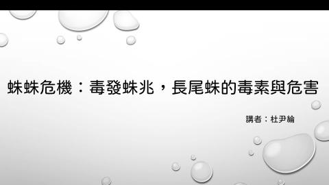 (66160)D1140505-12_1132TIDL生活中的毒物(課調老師:生理所張雅雯教授)_資訊系杜尹綸_114.5.5_蛛蛛危機：毒發蛛兆，長尾蛛的毒素與危害